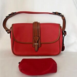 Dooney and Bourke Equestrian Shoulder Bag Red British Tan with Pouch